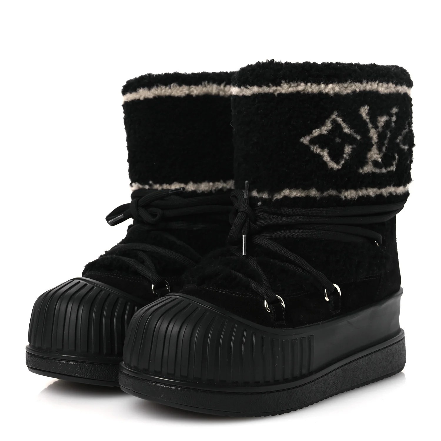 Suede Shearling Polar Flat Half Boots 40 Black - Image 4