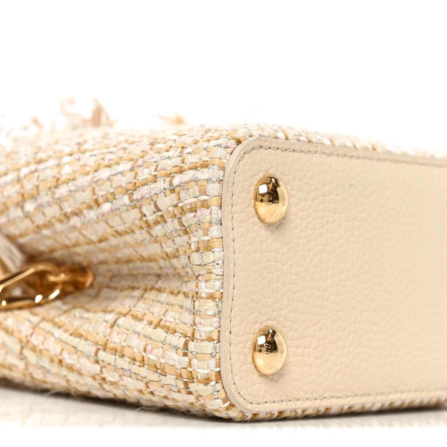 Tweed Taurillon Capucines BB Beige - Image 8