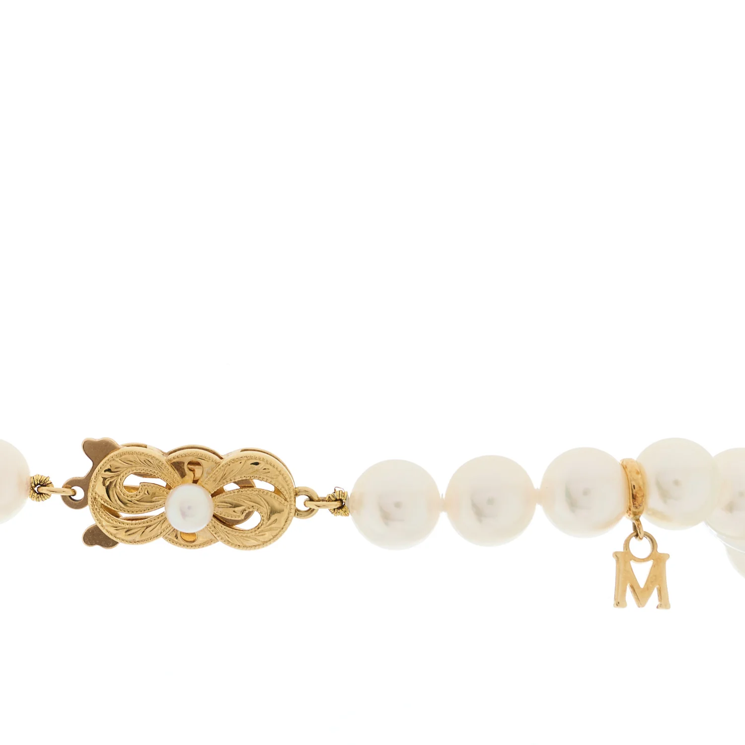 18K Yellow Gold Akoya Cultured Pearl 7.5-8mm Strand Necklace - Image 5