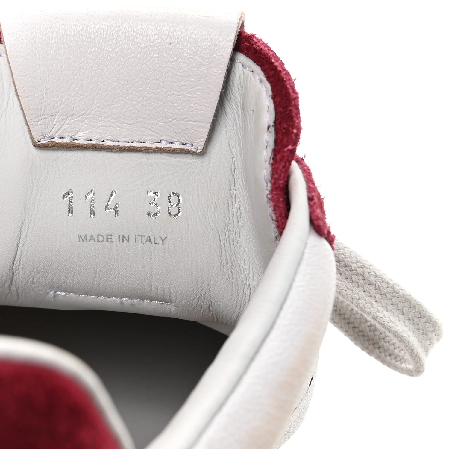 Bleached Calfskin Womens Plume Low Top Sneakers 38 White Cerise - Image 7