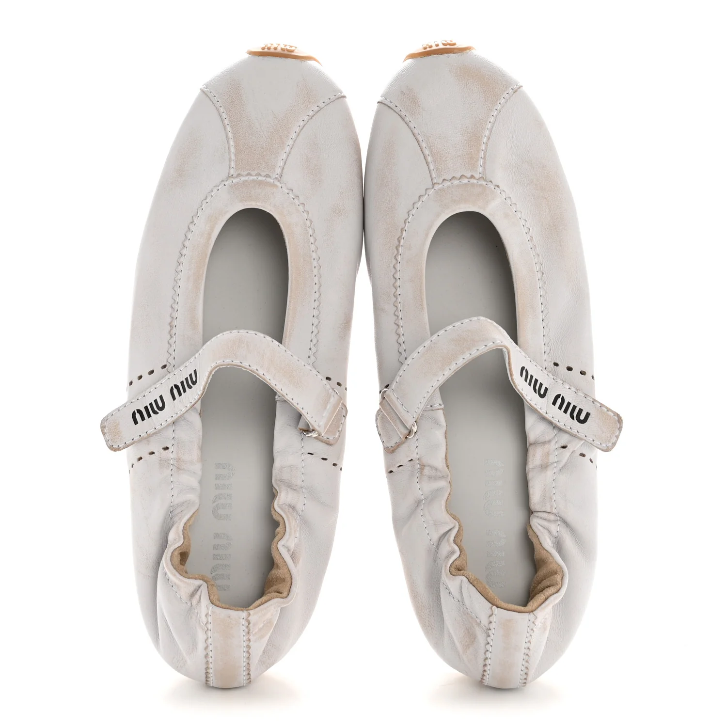 Bleached Nappa Womens Plume Mary Jane Ballerina Sneakers 39 Bianco - Image 2