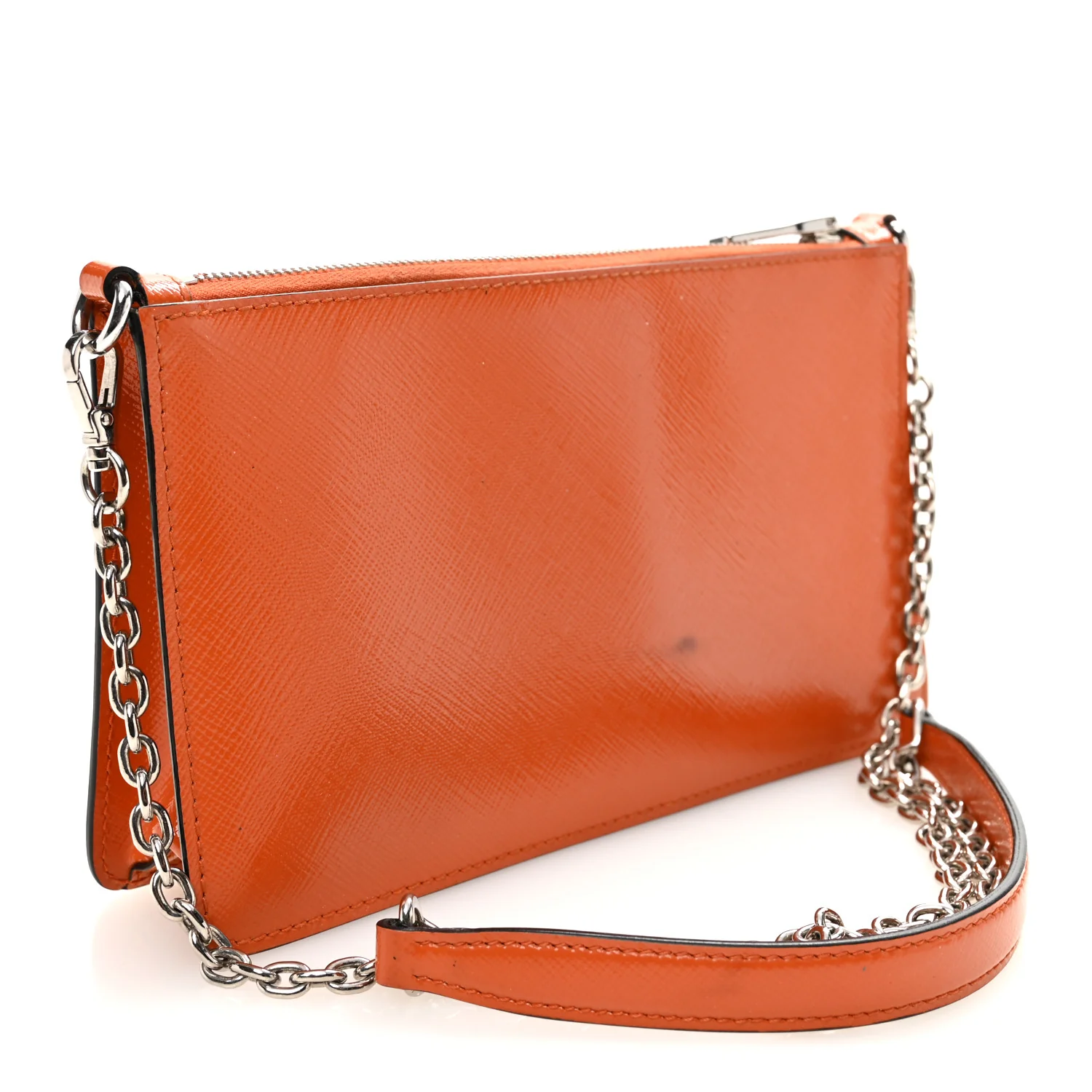 Saffiano Vernice Chain Crossbody Bag Papaya - Image 3