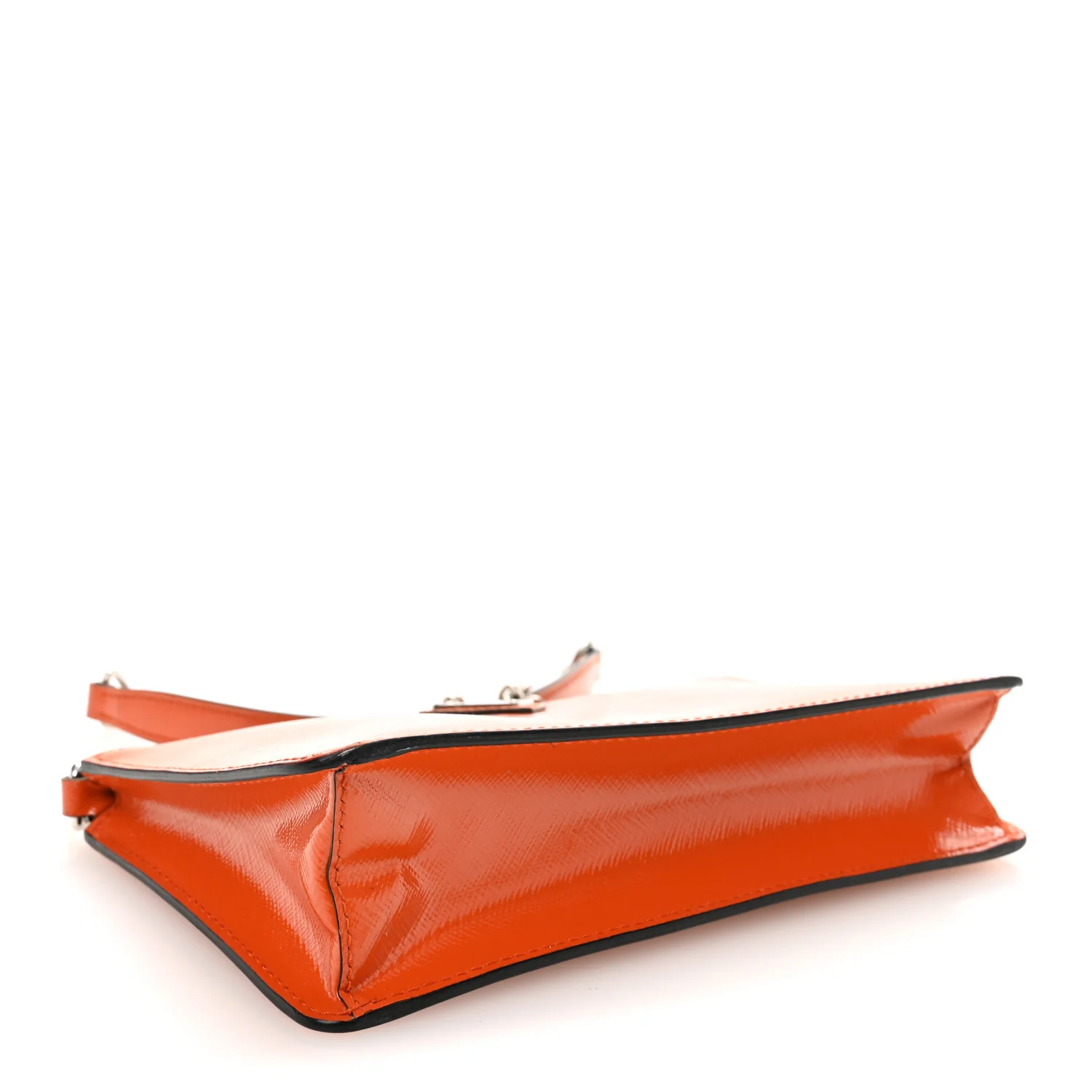 Saffiano Vernice Chain Crossbody Bag Papaya - Image 4