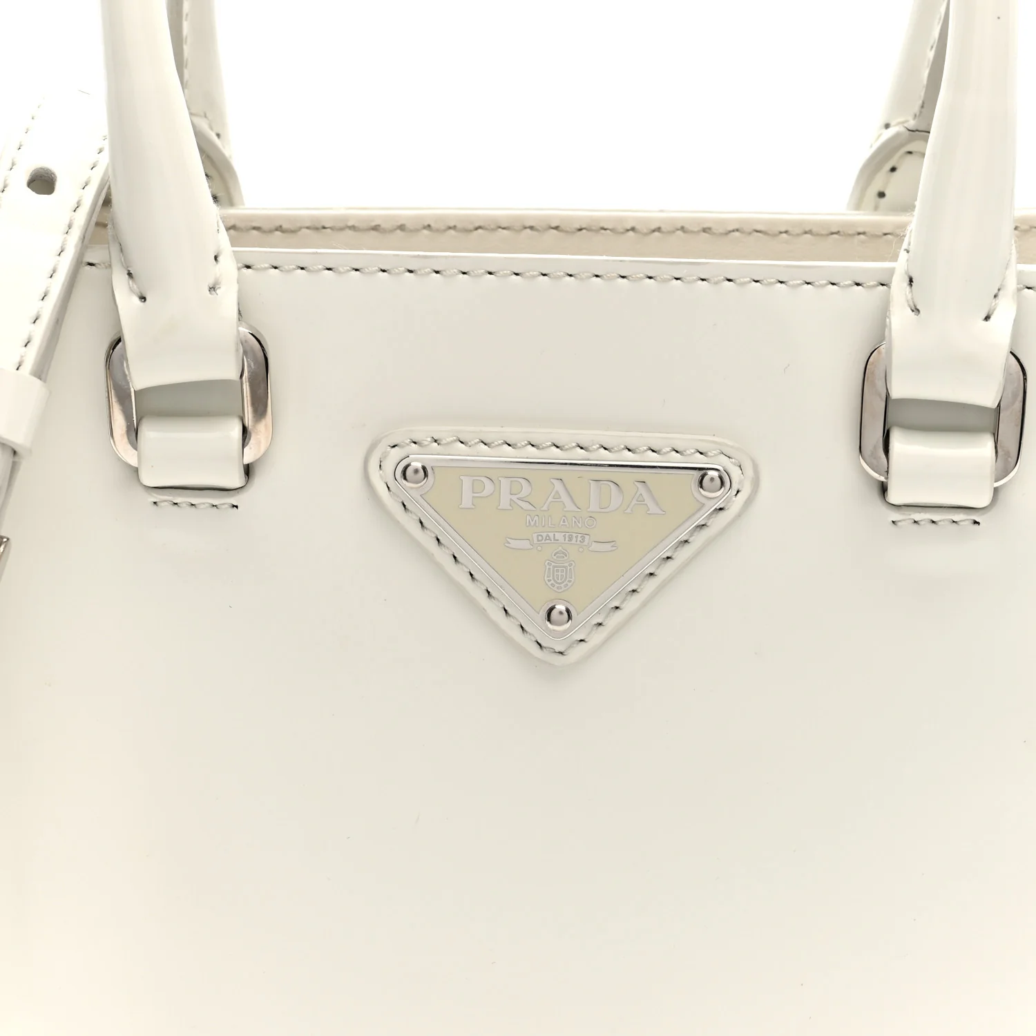 Spazzolato Triangle Small Double Handle Crossbody Tote White - Image 7