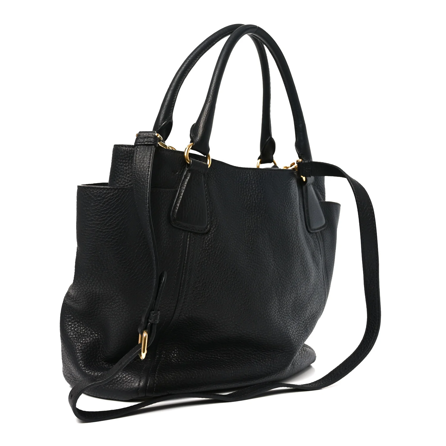 Vitello Daino Side Pocket Tote Black - Image 3