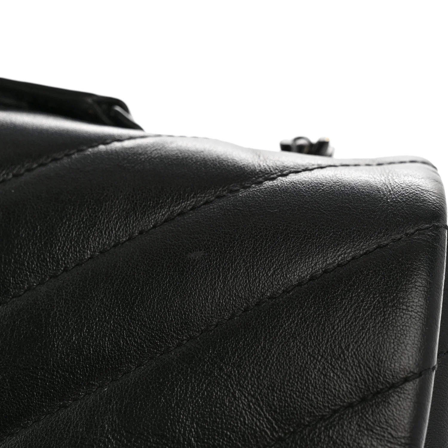 Calfskin Y Quilted Monogram Large Loulou Chain Satchel Black - Image 16