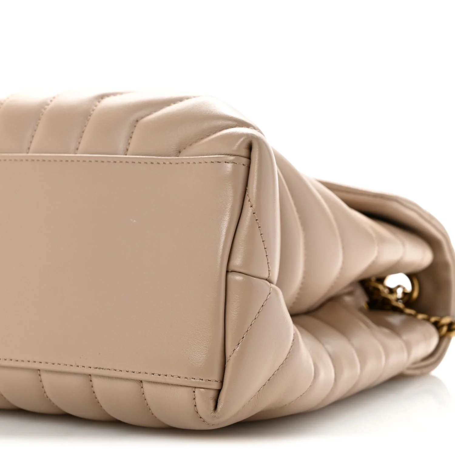 Calfskin Y Quilted Monogram Medium Loulou Chain Satchel Dark Beige - Image 10