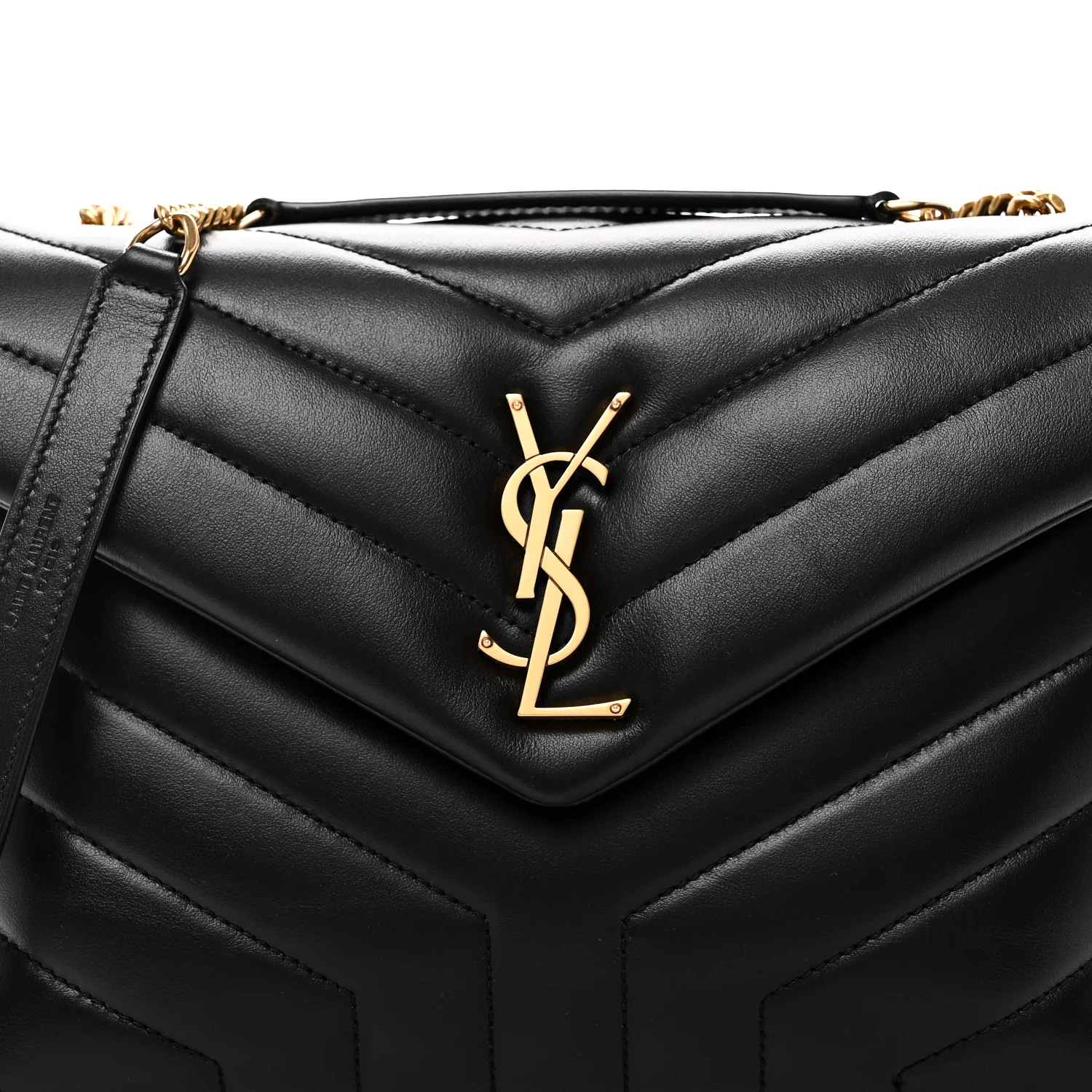 Calfskin Y Quilted Monogram Small Loulou Chain Satchel Black - Image 8