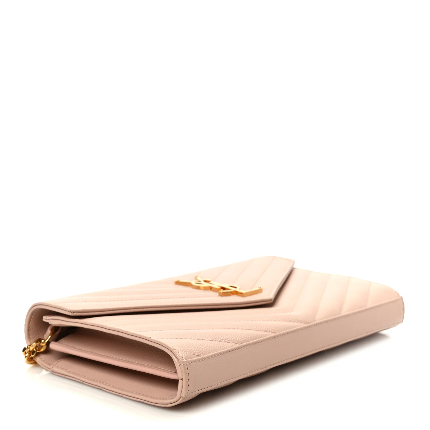 Grain De Poudre Matelasse Chevron Monogram Chain Wallet Pale Pink - Image 4