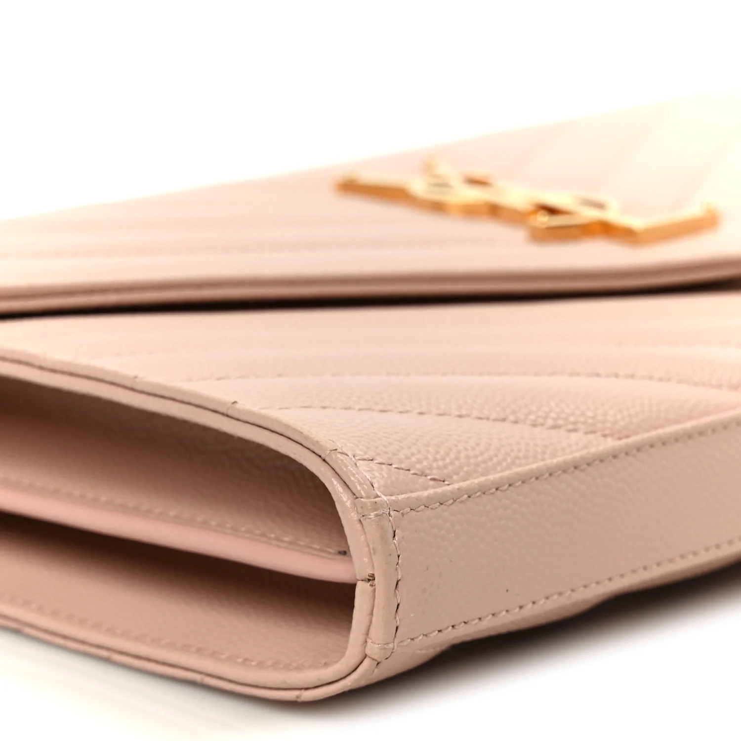 Grain De Poudre Matelasse Chevron Monogram Chain Wallet Pale Pink - Image 9