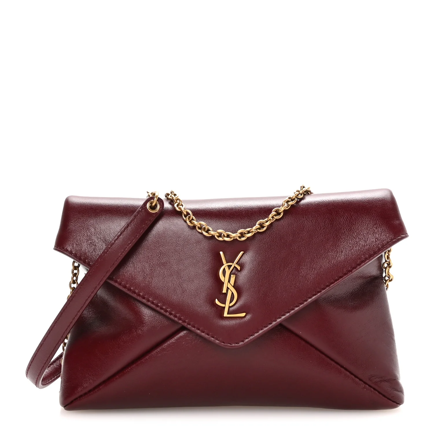 Lambskin Small Cassandre Envelope Pouch Dark Ruby