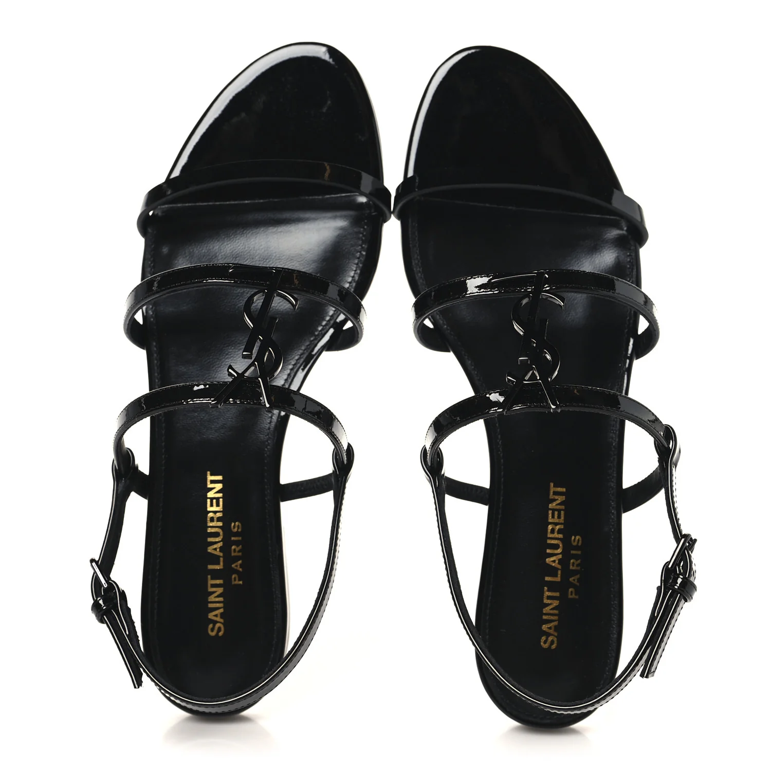 Patent Calfskin Cassandra Monogram Sandals 35.5 Black - Image 2