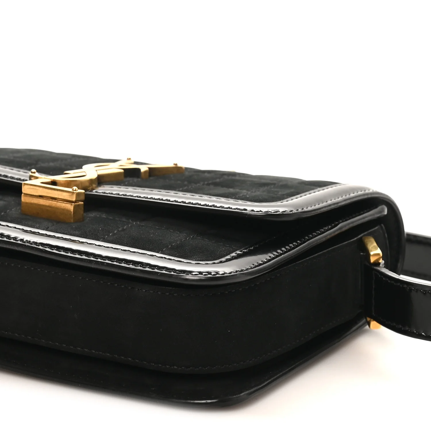 Suede Quilted Monogram Small Solferino Satchel Black - Image 9