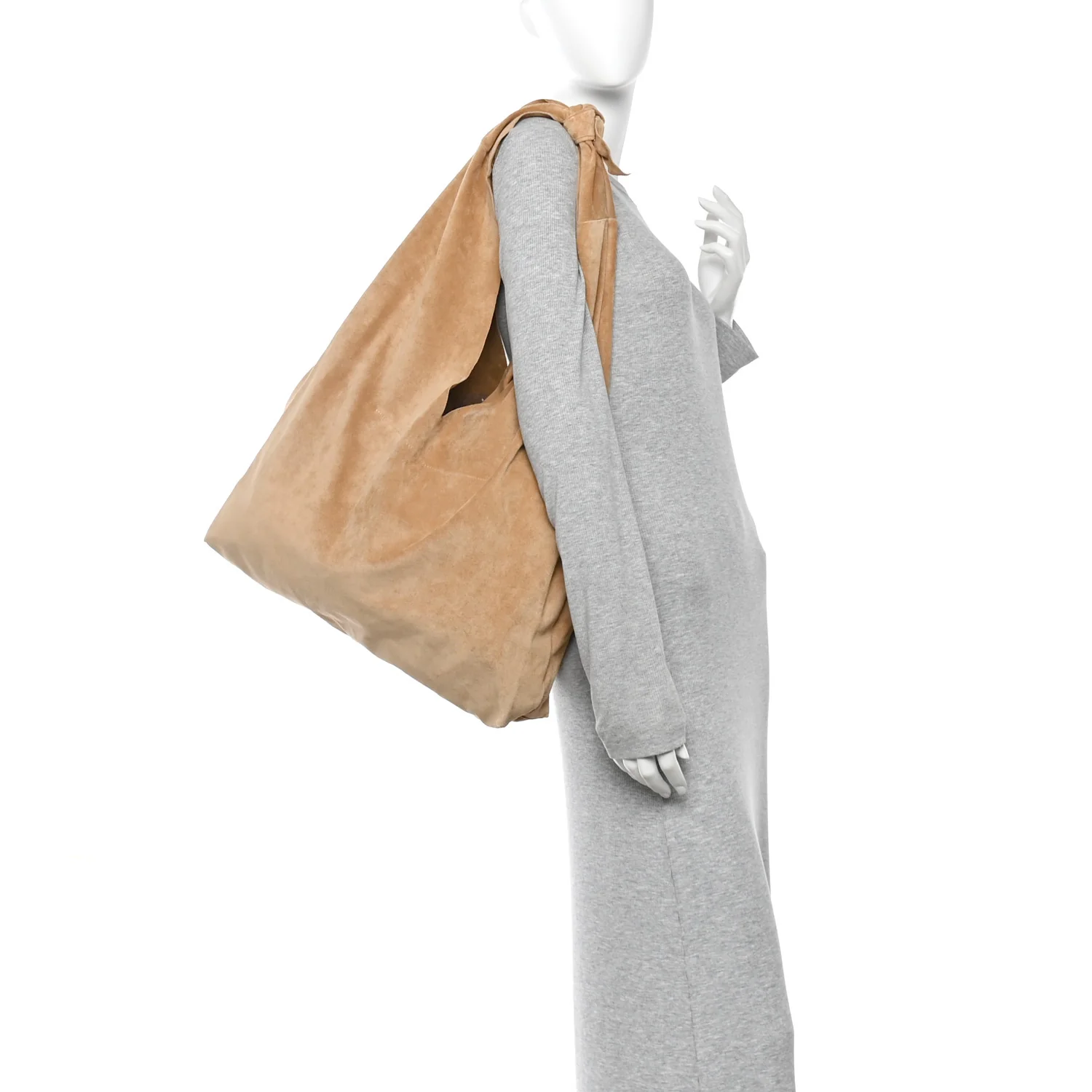 Suede Bindle Bag Warm Beige - Image 3