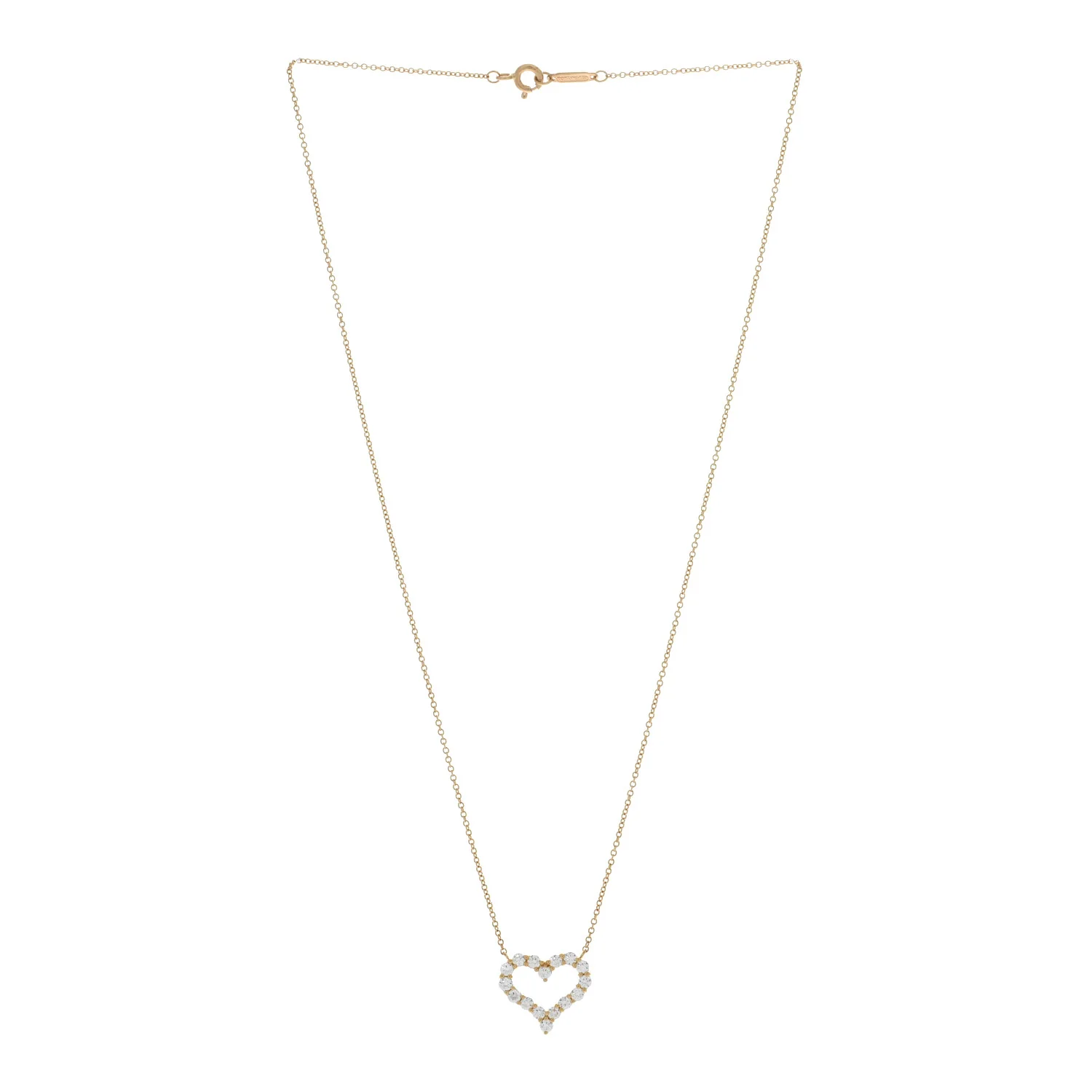 18K Yellow Gold Diamond Small Heart Pendant Necklace - Image 3