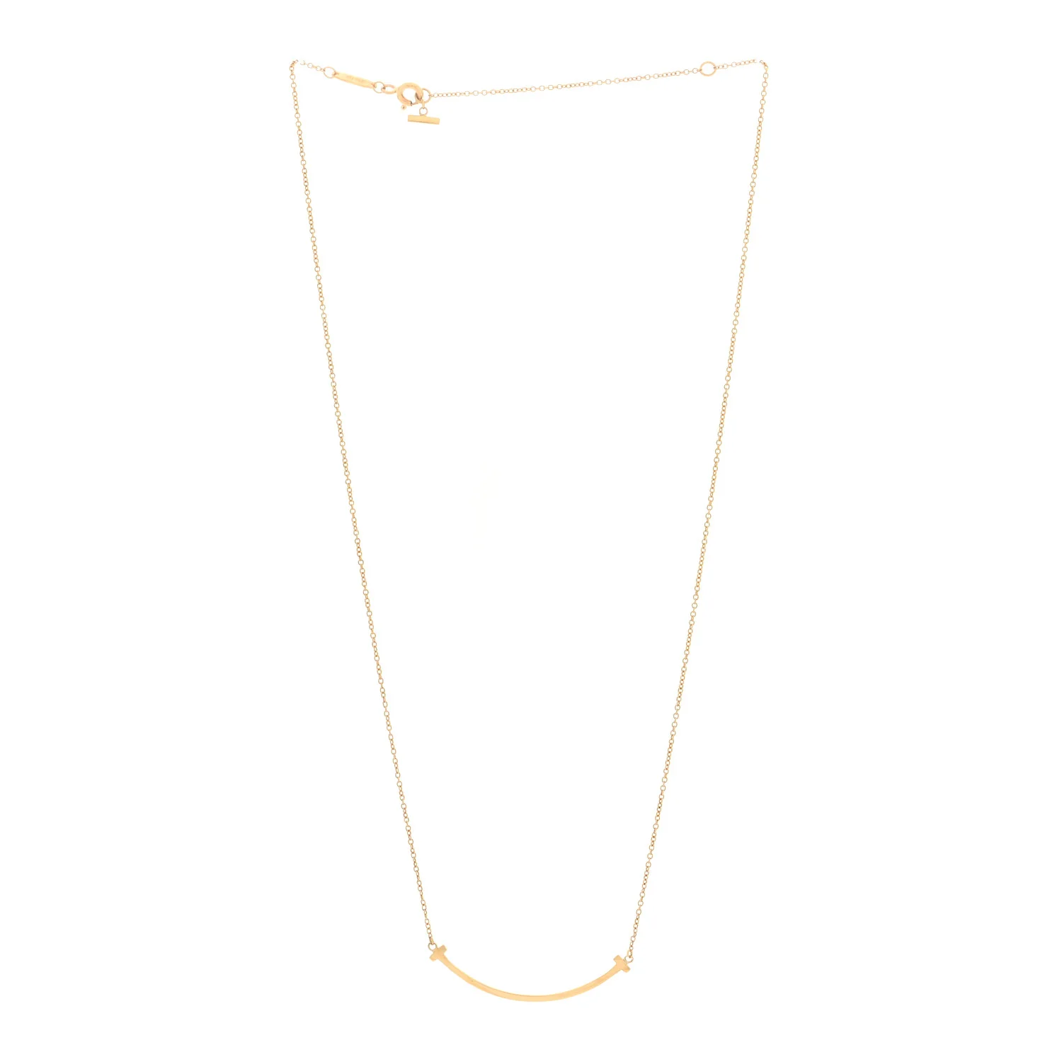 18K Yellow Gold Small T Smile Pendant Necklace - Image 3