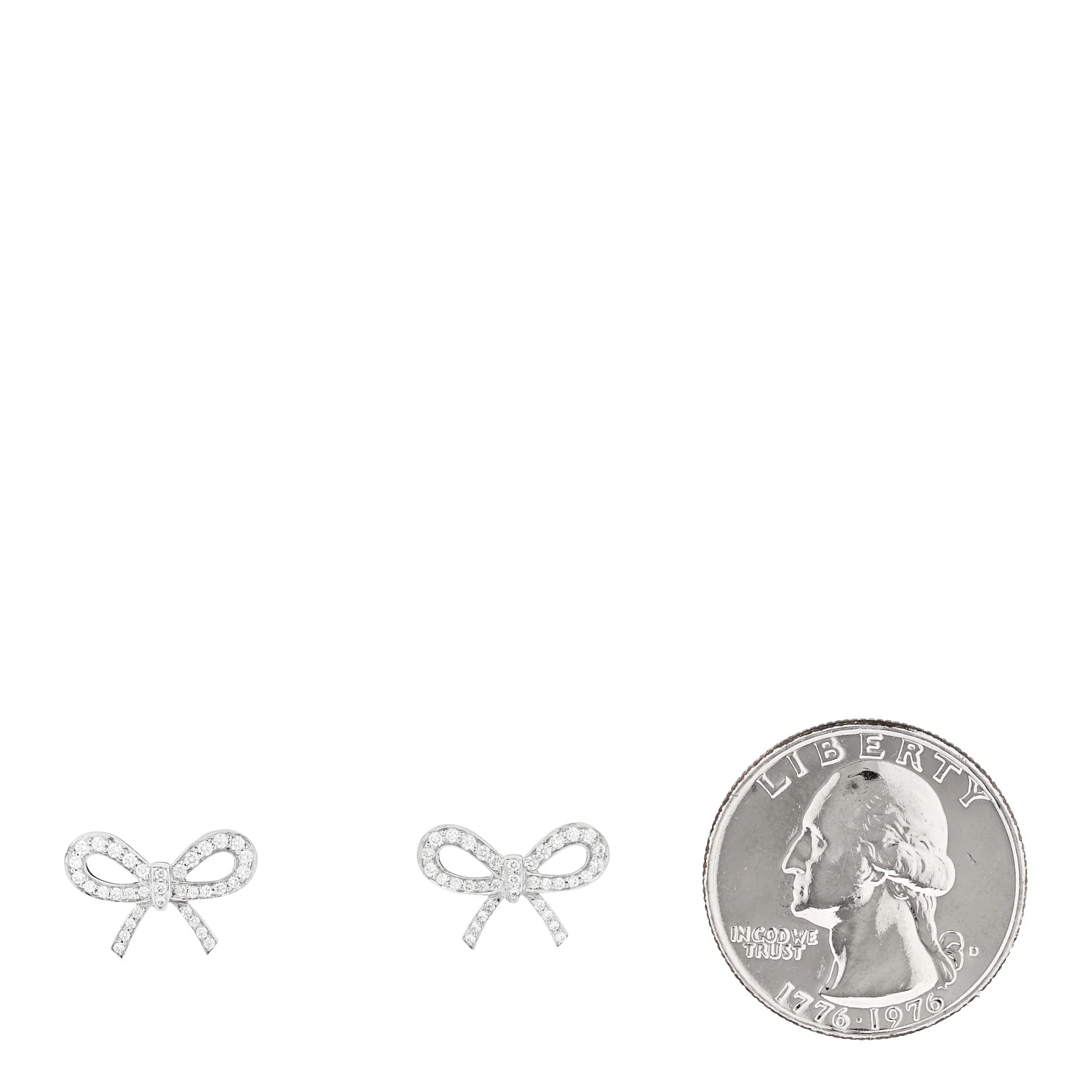 Platinum Diamond Bow Earrings - Image 2