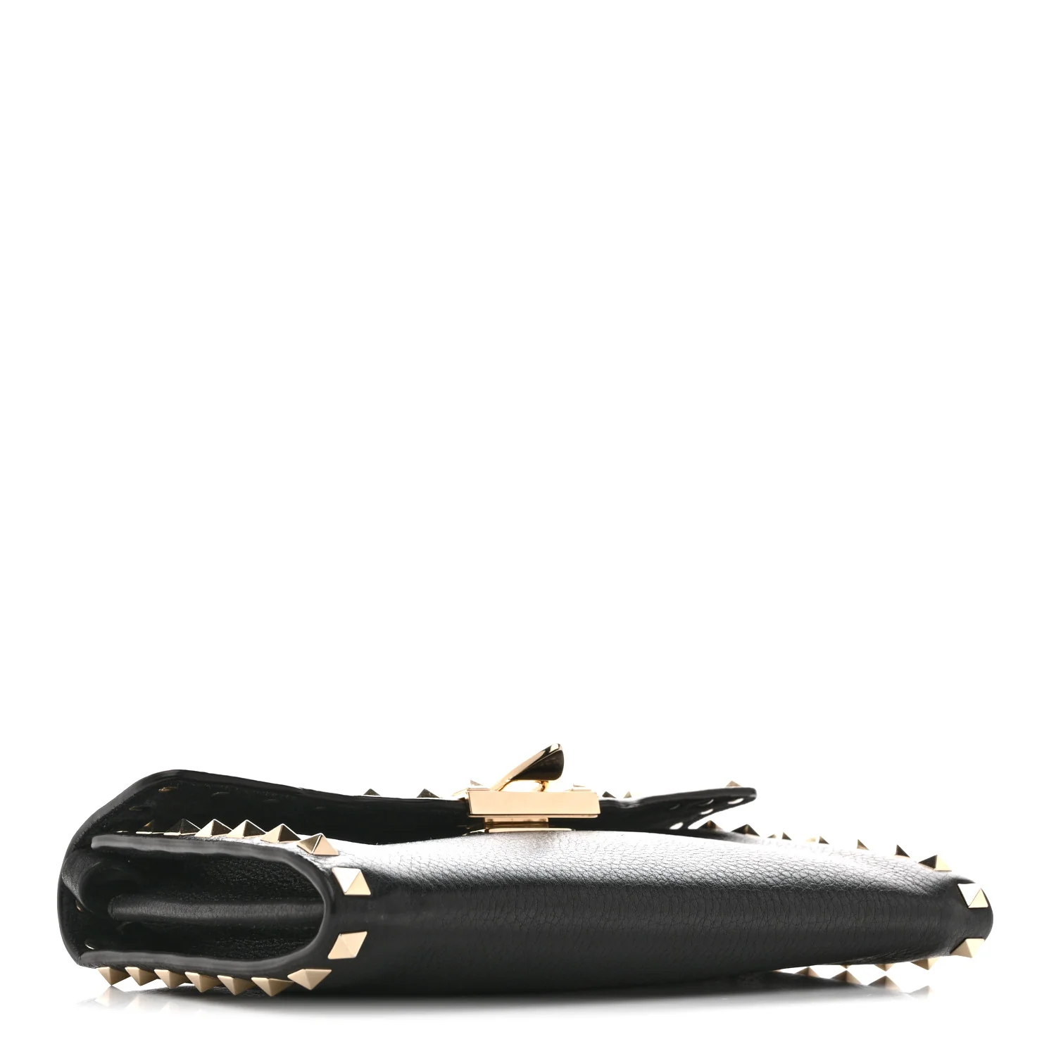 Pebbled Calfskin Medium Rockstud Flip Lock Crossbody Bag Black - Image 4
