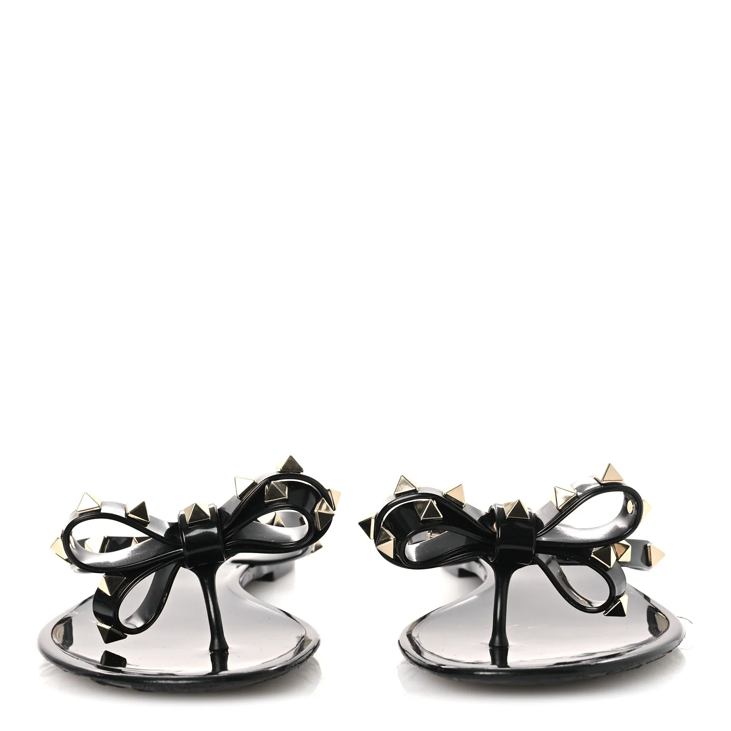 PVC Jelly Rockstud Bow Thong Sandals 38 Black - Image 3