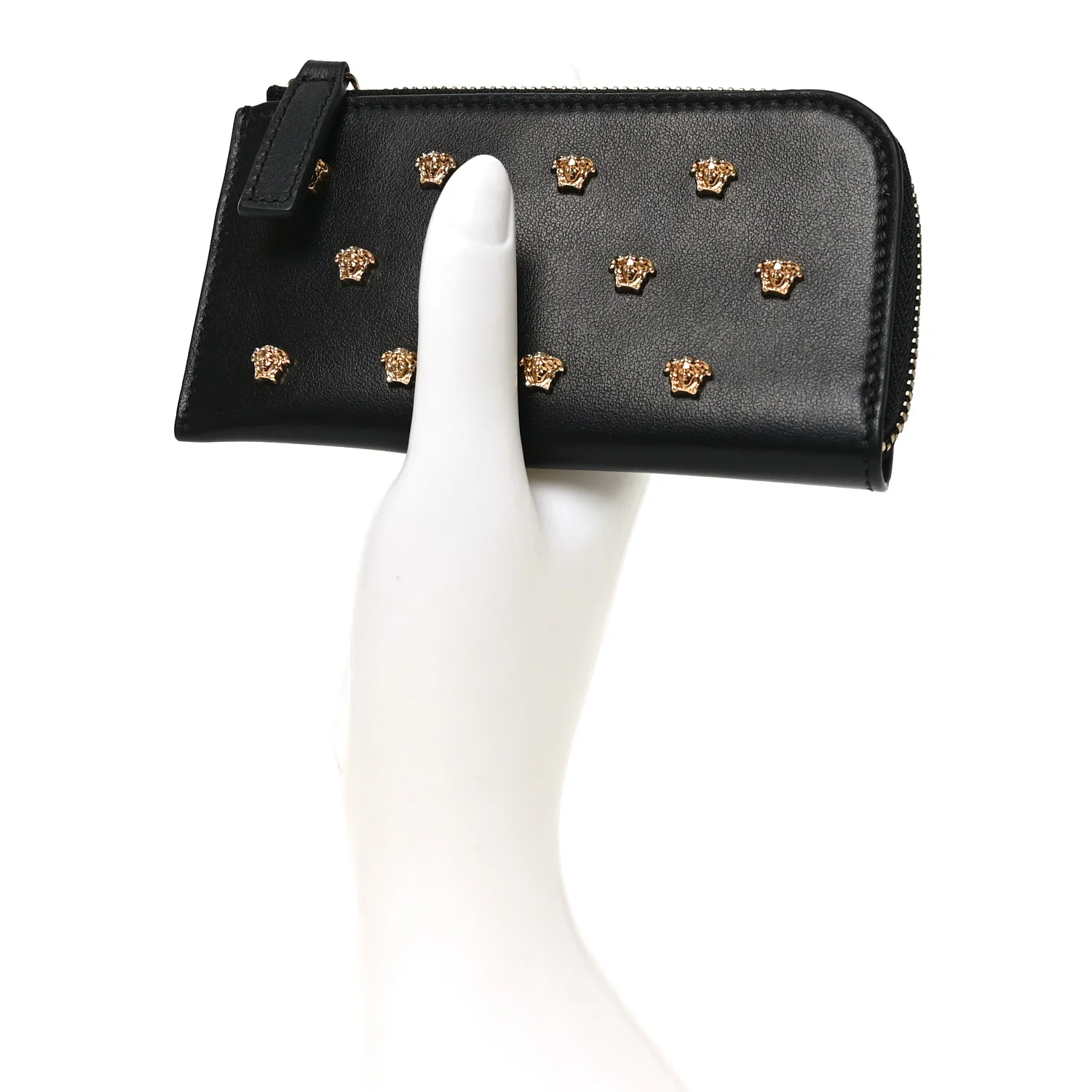 Nappa La Medusa Studded Zip Pouch Card Holder Black - Image 2